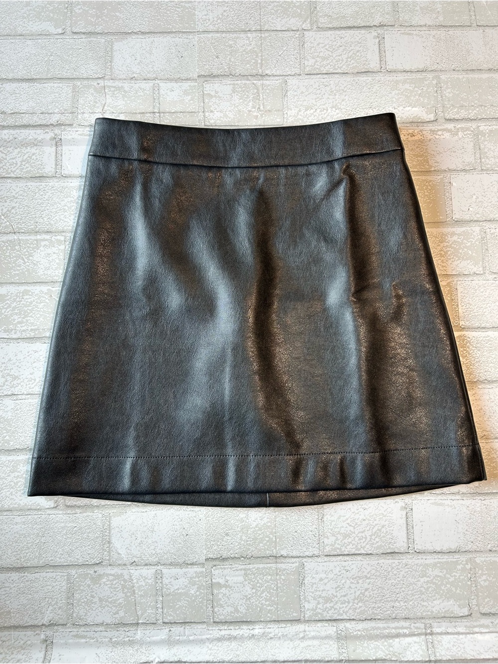 JCrew Faux Leather Classic Black Mini Skirt Size 6
